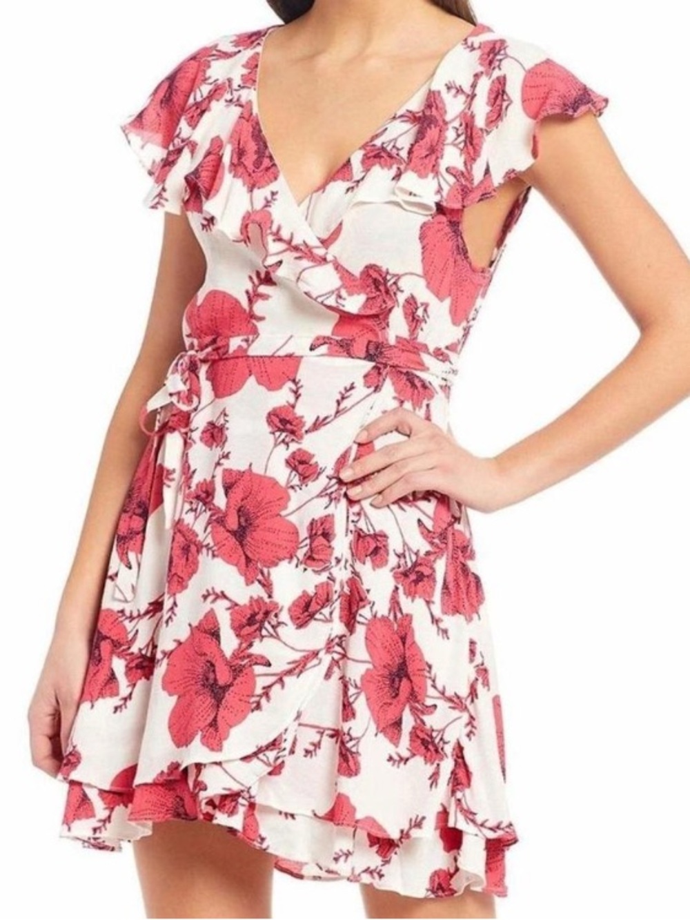 Free People French Quarter Floral Wrap Mini Dress size Medium